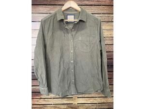 JACHS Girlfriend Olive Green Corduroy Button-Up Shirt